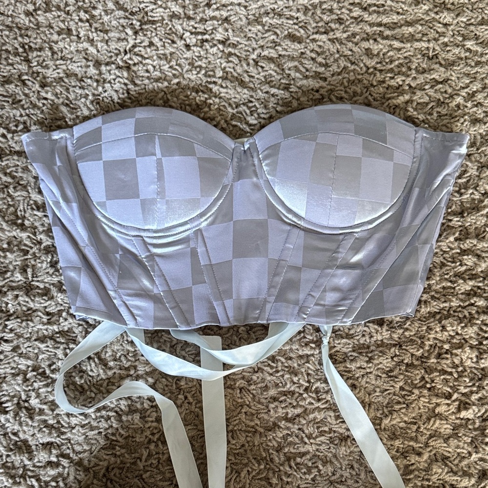 SHEIN Checkered Silver Corset